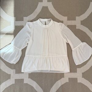 Loft Cream Sheer Long Sleeve Women's Flowy Top petite small